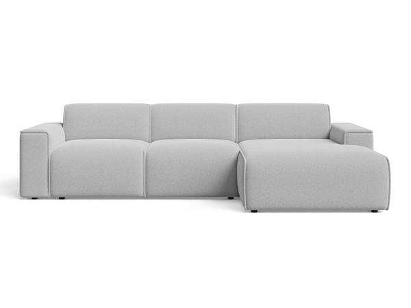 Ecksofa L-Form Rechts Lavia Bouclé-Stoff Grau