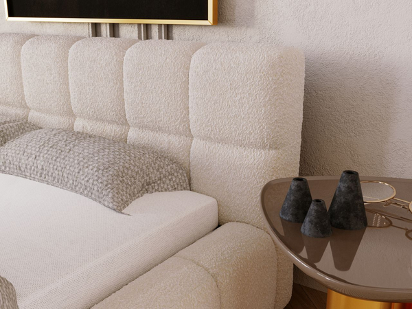 Polsterbett mit Bettkasten und Lattenrost 180x200 Alicante Boucle Beige