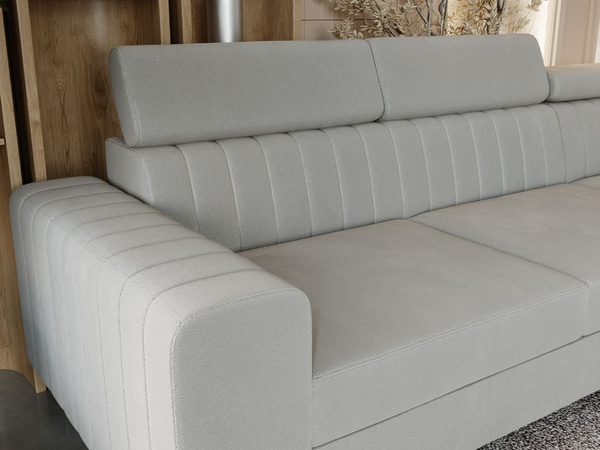 Ecksofa mit Schlaffunktion und Bettkasten Berona rechts Grau