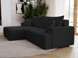 Ecksofa L-Form Links mit Schlaffunktion und Bettkasten California Schwarz
