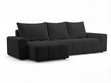 Ecksofa L-Form mit Schlaffunktion und Bettkasten Bresso Schwarz
