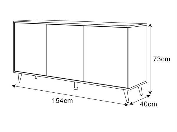 Dreitürige Kommode 154 cm Glamour-Stil auf silberfarbenen Metallbeinen Vivance Weißglanz