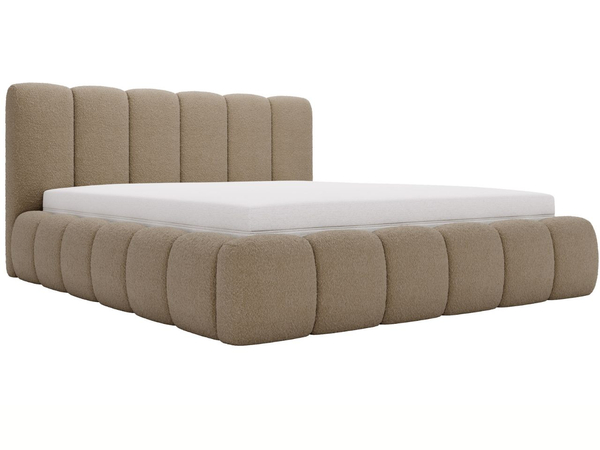 Polsterbett mit Bettkasten und Lattenrost 200x200 Cloud Bouclé-Stoff Braun