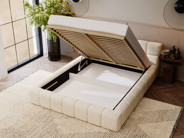 Polsterbett mit Bettkasten und Lattenrost 120x200 Alicante Beige