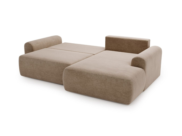 Ecksofa L-Form mit Schlaffunktion und Bettkasten Savana Rechts Dunkelbeige