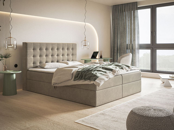 Boxspringbett mit Bettkasten 160x200 Denza Beige