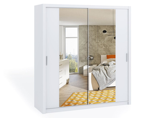 Schiebeschrank mit Spiegel Bino 200–Weiß
