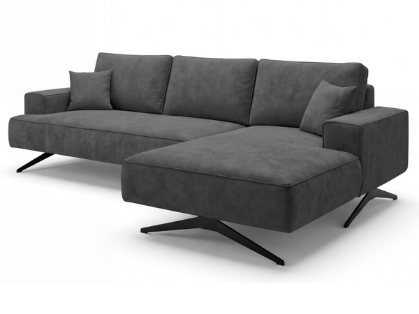 Ecksofa L-Form auf Metallbeinen Leto Rechts Anthrazit