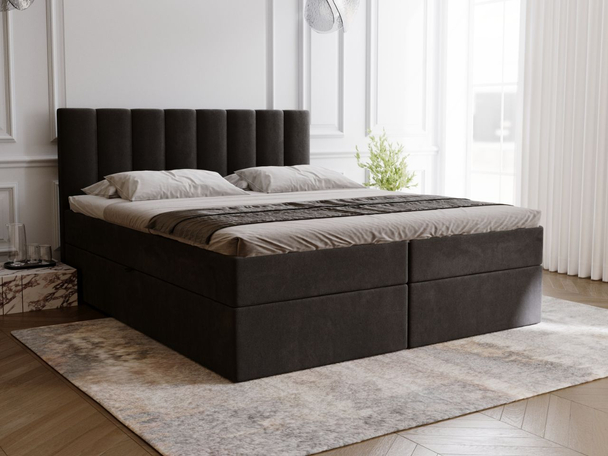 Boxspringbett mit Bettkasten 200x200 Mocca Schwarz
