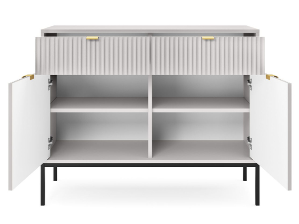 Kommode mit Türen und Schubladen Amber Grau, Schwarz Frame