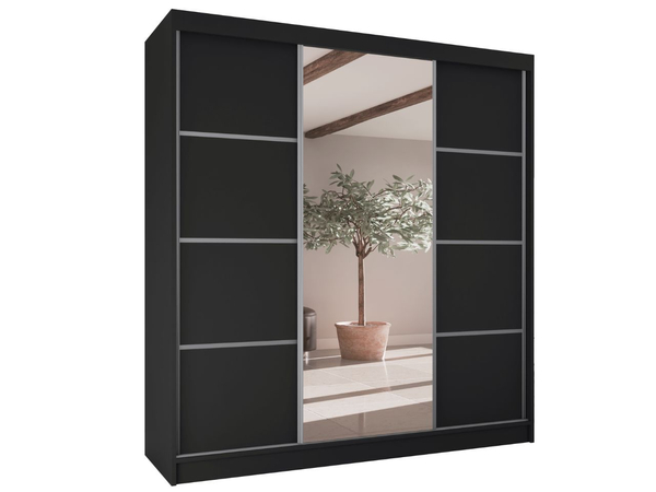 Schiebetürenschrank mit Spiegel 200 cm Vello Schwarz