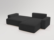 Ecksofa L-Form Rechts mit Schlaffunktion und Bettkasten Tazones Schwarz