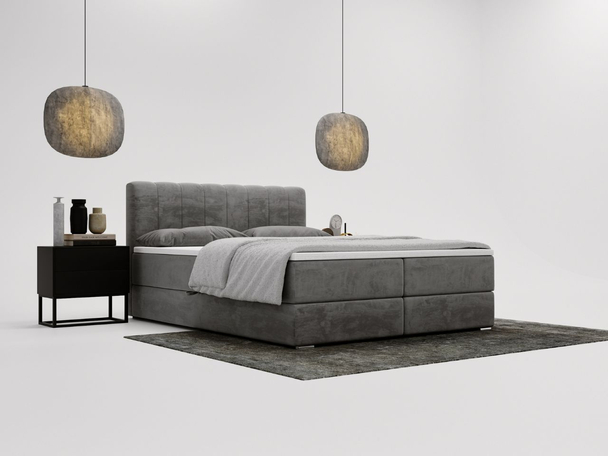 Boxspringbett mit Bettkasten 120x200 Forte Grau