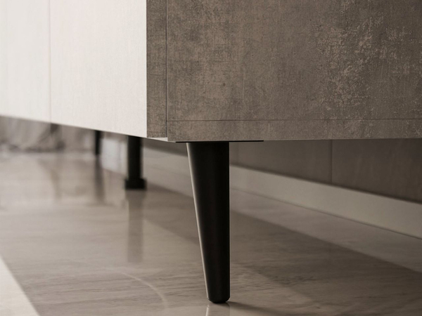 TV-Lowboard mit Türen auf Schwarzen Metallbeinen 200 cm Nodoo Beton