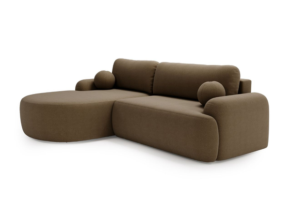 Ecksofa L-Form Links mit Schlaffunktion und Bettkasten Aurio Braun