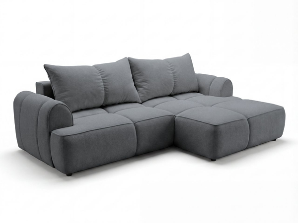 Ecksofa L-Form Rechts mit Schlaffunktion und Bettkasten Bonno Dunkelgrau