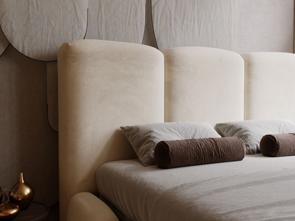 Polsterbett mit Bettkasten und Lattenrost 200x200 Bubble Beige