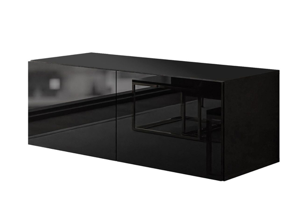 TV-Lowboard mit Türen und LED-Beleuchtung 100 cm Nodoo Schwarz Hochglanz