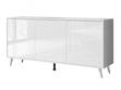 Dreitürige Kommode 154 cm Glamour-Stil auf silberfarbenen Metallbeinen Vivance Weißglanz