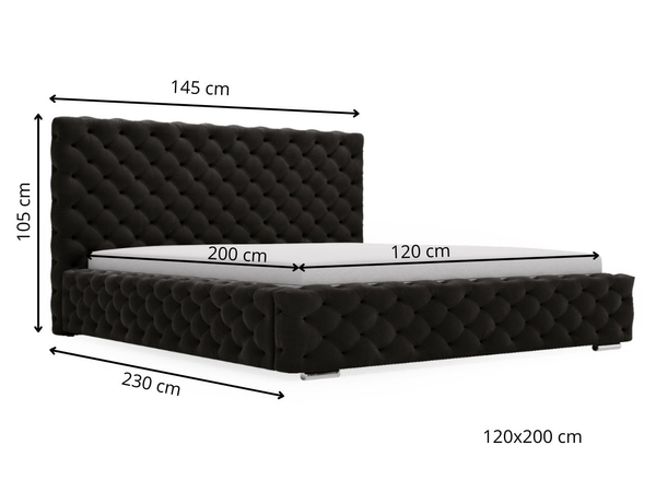 Polsterbett mit Bettkasten und Lattenrost 120x200 Astra Schwarz