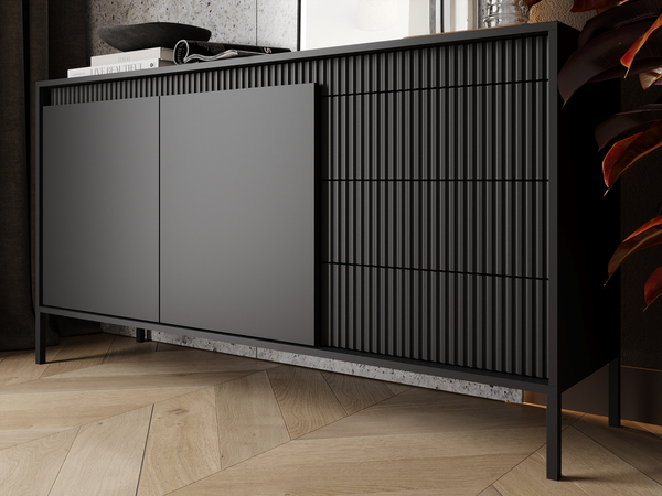 Kommode mit Türen und Schubladen 153 cm Sorano Schwarz