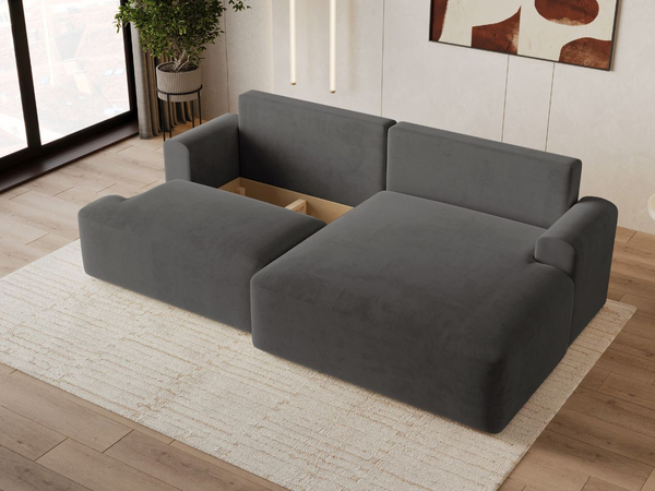 Ecksofa L-Form mit Schlaffunktion und Bettkasten Serene Rechts Dunkelgrau