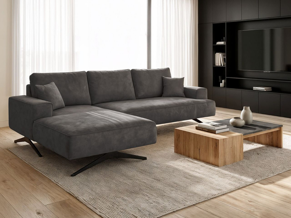 Ecksofa L-Form auf Metallbeinen Leto Links Anthrazit