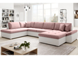 Wohnlandschaft mit Schlaffunktion Links Moni U Rosa, Weiß 