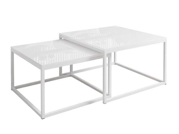 Couchtisch auf weißem Gestell Asumi Weiß Hochglanz 40x46