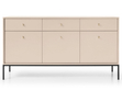 Kommode mit Türen sowie Schubladen mit Schwarz Metallbeinen 154 cm Amor Beige