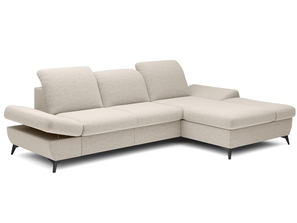 Ecksofa L-Form Rechts mit Schlaffunktion und Bettkasten Hannover Creme