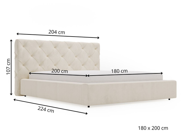 Polsterbett mit Bettkasten und Lattenrost 180x200 Milano Dunkelgrau