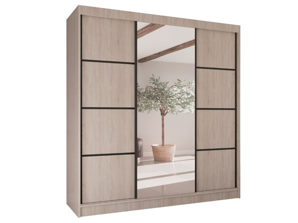 Schiebetürenschrank mit Spiegel 200 cm Vello Eiche Sonoma
