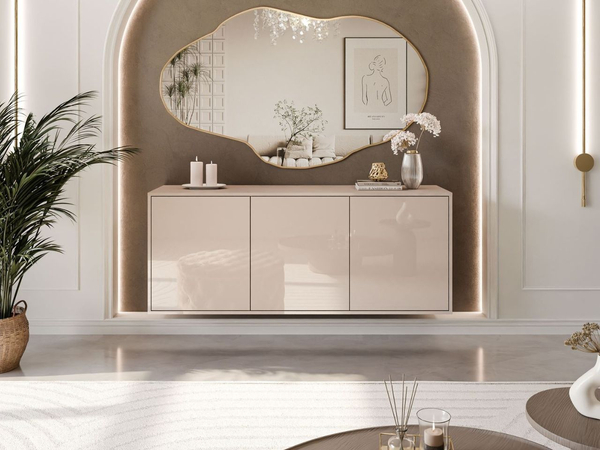 Dreitürige Wandkommode 154 cm im Glamour-Stil – Vivance, Kaschmir Hochglanz