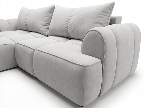 Ecksofa L-Form Links mit Schlaffunktion und Bettkasten Bonno Grau