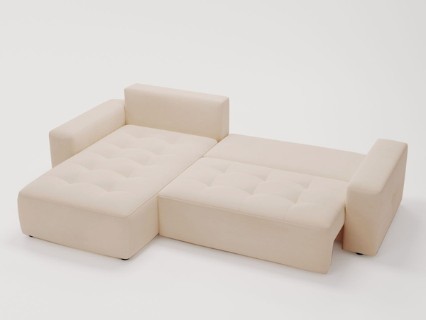 Ecksofa L-Form Links mit Schlaffunktion und Bettkasten Portland Beige
