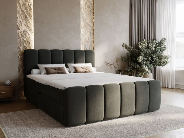 Boxspringbett mit Bettkasten 140x200 Cloud Dunkelgrau
