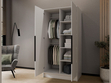 Kleiderschrank 100 cm Perugia Weiß mit schwarzen Griffen