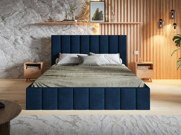 Polsterbett mit Bettkasten und Lattenrost 180x200 Siena Dunkelblau
