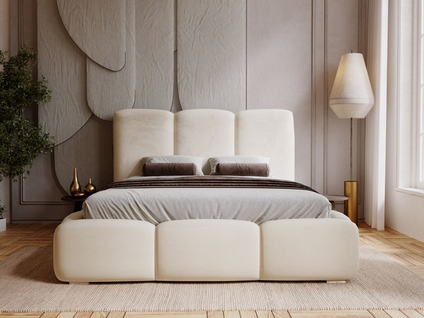 Polsterbett mit Bettkasten und Lattenrost 160x200 Bubble Beige