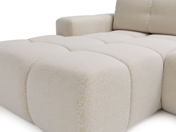 Ecksofa L-Form Links mit Schlaffunktion und Bettkasten Montero Creme