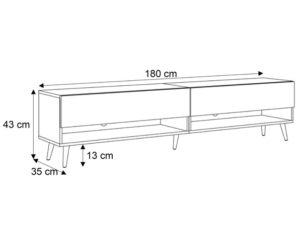 TV-Schrank für das Wohnzimmer 180 cm mit goldenen Metallbeinen und LED-Beleuchtung Aurelie Kaschmir matt
