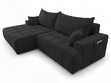 Ecksofa L-Form mit Schlaffunktion und Bettkasten Tulio Links Schwarz