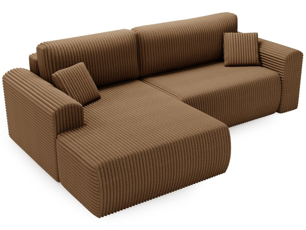 Ecksofa mit Schlaffunktion und Bettkasten Belvio links Braun