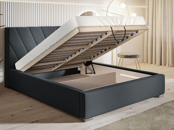 Polsterbett mit Bettkasten und Lattenrost 160x200 Tivoli Dunkelblau