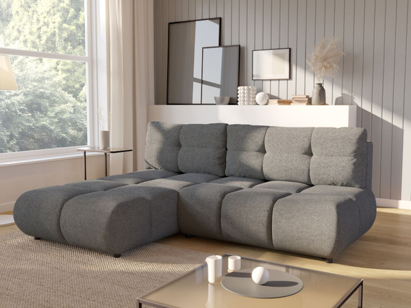 Ecksofa mit Schlaffunktion und Bettkasten Links Milet Grau