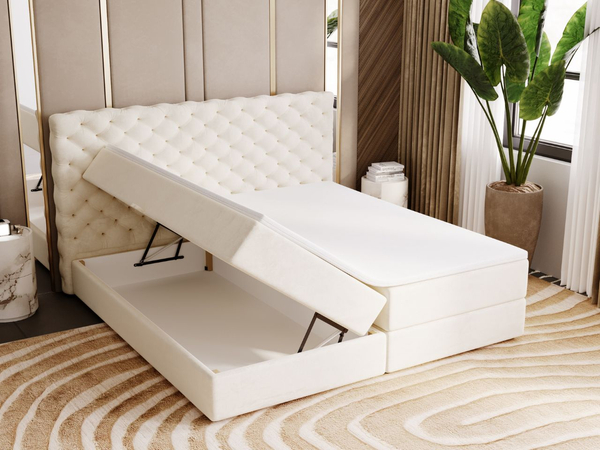 Boxspringbett mit Bettkasten 180x200 Bergamo Beige