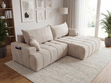 Ecksofa L-Form mit Schlaffunktion und Bettkasten Tulio Rechts Beige