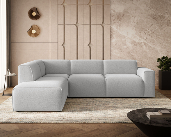 Ecksofa L-Form Links Eluno Bouclé-Stoff Grau