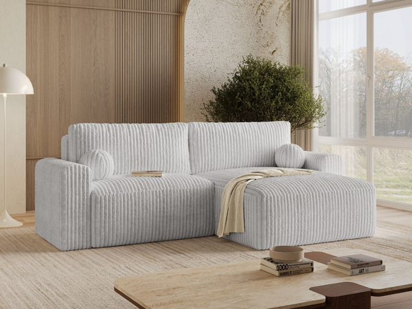 Ecksofa L-Form mit Schlaffunktion und Bettkasten Aurora Grau